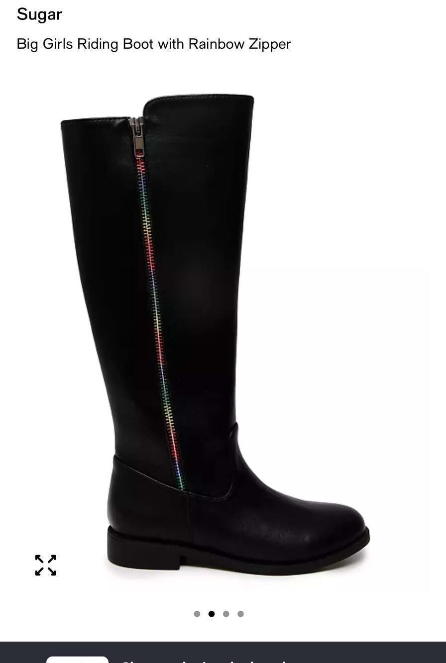 Sugar Kids Black Rainbow Zipper High Boots Size 2 New